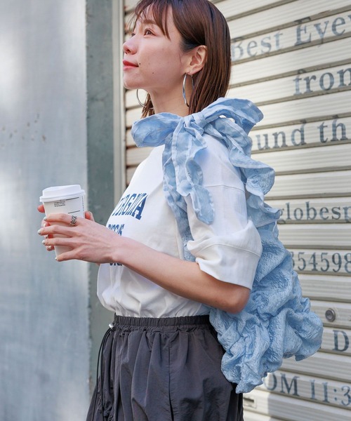 Casselini（キャセリーニ）の「Casselini/ギャザースクエアショルダーバック（ショルダーバッグ・レディース・ブラック/ライトブルー/オフホワイト・FREE）」の19枚目の写真