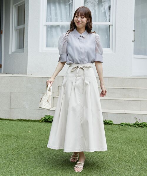 MAJESTIC LEGON（マジェスティックレゴン）の「ステッチラインタックフレアスカート（スカート・レディース・アイボリー/ネイビー/ブラック系その他2/ブラック・X-SMALL/SMALL/MEDIUM）」の5枚目の写真