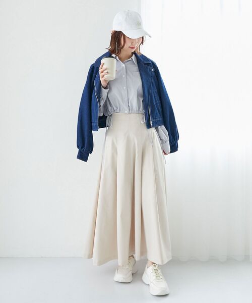 MAJESTIC LEGON（マジェスティックレゴン）の「ステッチラインタックフレアスカート（スカート・レディース・アイボリー/ネイビー/ブラック系その他2/ブラック・X-SMALL/SMALL/MEDIUM）」の16枚目の写真