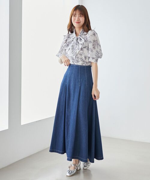 MAJESTIC LEGON（マジェスティックレゴン）の「ステッチラインタックフレアスカート（スカート・レディース・アイボリー/ネイビー/ブラック系その他2/ブラック・X-SMALL/SMALL/MEDIUM）」の20枚目の写真