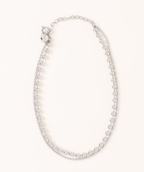 LOWRYS FARM(ローリーズファーム)の「ステンレス2レンボールチェーンネックレス 108434(ネックレス・レディース・ベージュ/グレー・FREE)」の2枚目の写真