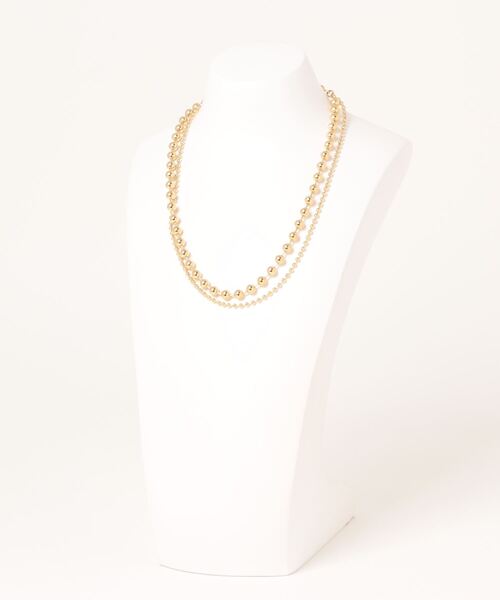 LOWRYS FARM(ローリーズファーム)の「ステンレス2レンボールチェーンネックレス 108434(ネックレス・レディース・ベージュ/グレー・FREE)」の3枚目の写真