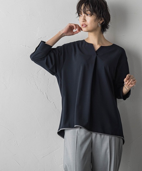MAYSON GREY(メイソングレイ)の「配色パイピングフレアブラウス(シャツ/ブラウス・レディース・ネイビー/オフホワイト・M)」の16枚目の写真