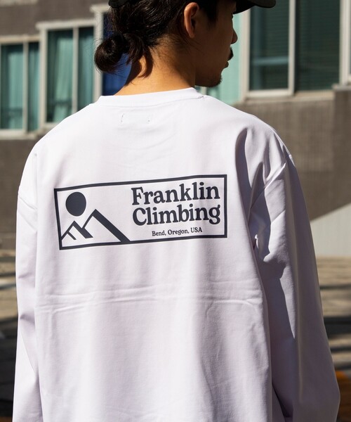Franklin Climbing(フランクリンクライミング)の「【限定展開】【Franklin Climbing/フランクリンクライミング】グラフィックロンTee(Tシャツ/カットソー・メンズ・グリーン/ブルー/オレンジ/ホワイト/ブラック/グレイッシュベージュ/グレイッシュブルー・M/L)」の2枚目の写真