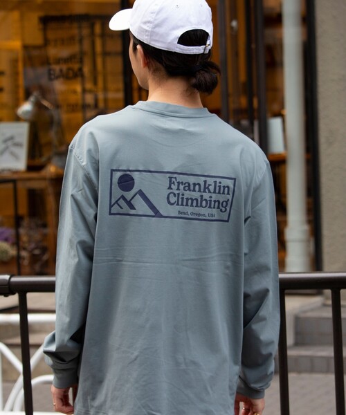 Franklin Climbing(フランクリンクライミング)の「【限定展開】【Franklin Climbing/フランクリンクライミング】グラフィックロンTee(Tシャツ/カットソー・メンズ・グリーン/ブルー/オレンジ/ホワイト/ブラック/グレイッシュベージュ/グレイッシュブルー・M/L)」の7枚目の写真