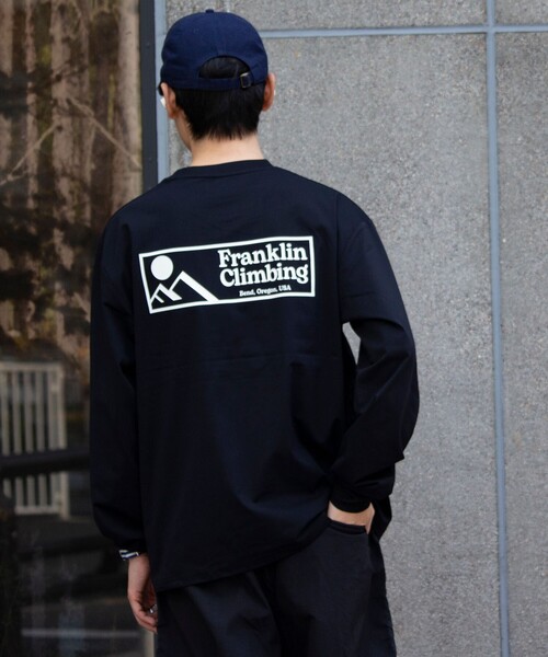 Franklin Climbing(フランクリンクライミング)の「【限定展開】【Franklin Climbing/フランクリンクライミング】グラフィックロンTee(Tシャツ/カットソー・メンズ・グリーン/ブルー/オレンジ/ホワイト/ブラック/グレイッシュベージュ/グレイッシュブルー・M/L)」の3枚目の写真