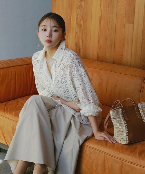 N.（N. Natural Beauty Basic）（エヌエヌナチュラルビューティーベーシック）の「◆ラッセルキカレースシャツ（シャツ/ブラウス・レディース・ブラック/オフホワイト・MEDIUM）」の11枚目の写真