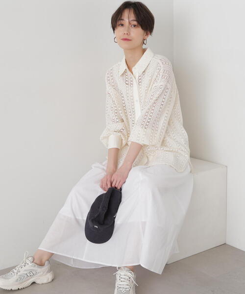 N.（N. Natural Beauty Basic）（エヌエヌナチュラルビューティーベーシック）の「◆ラッセルキカレースシャツ（シャツ/ブラウス・レディース・ブラック/オフホワイト・MEDIUM）」の17枚目の写真