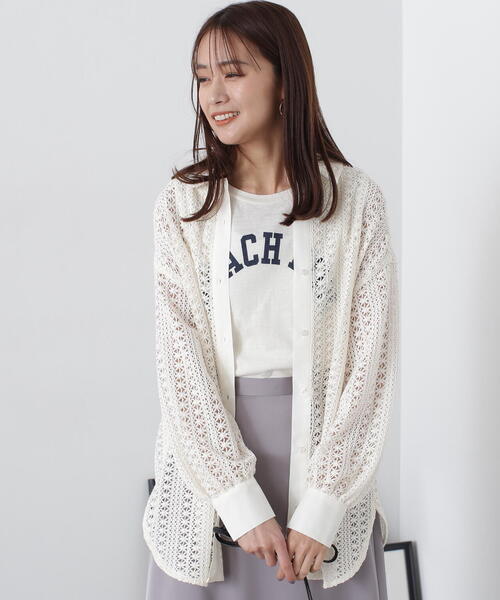 N.（N. Natural Beauty Basic）（エヌエヌナチュラルビューティーベーシック）の「◆ラッセルキカレースシャツ（シャツ/ブラウス・レディース・ブラック/オフホワイト・MEDIUM）」の21枚目の写真