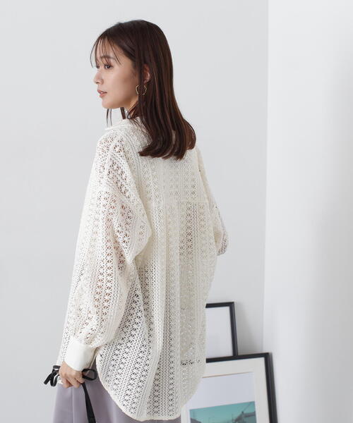 N.（N. Natural Beauty Basic）（エヌエヌナチュラルビューティーベーシック）の「◆ラッセルキカレースシャツ（シャツ/ブラウス・レディース・ブラック/オフホワイト・MEDIUM）」の22枚目の写真