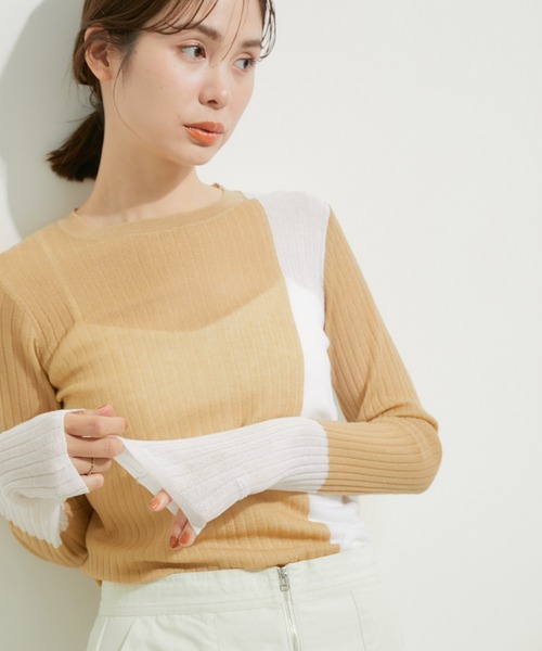 LE CERCLE par rope'(ルセルクルパーロペ)の「アシメバイカラーシアーニット(ニット/セーター・レディース・ブラック系その他/ベージュ系その他2/ライトグレー・FREE)」の22枚目の写真