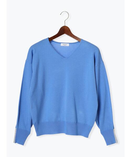 Te chichi TERRASSE（テチチテラス）の「Vネック袖ラメラインニット（ニット/セーター・レディース・ブラック/オフホワイト/イエロー/ブルー・F）」の21枚目の写真