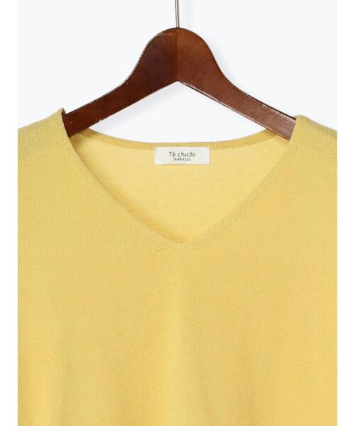 Te chichi TERRASSE（テチチテラス）の「Vネック袖ラメラインニット（ニット/セーター・レディース・ブラック/オフホワイト/イエロー/ブルー・F）」の18枚目の写真
