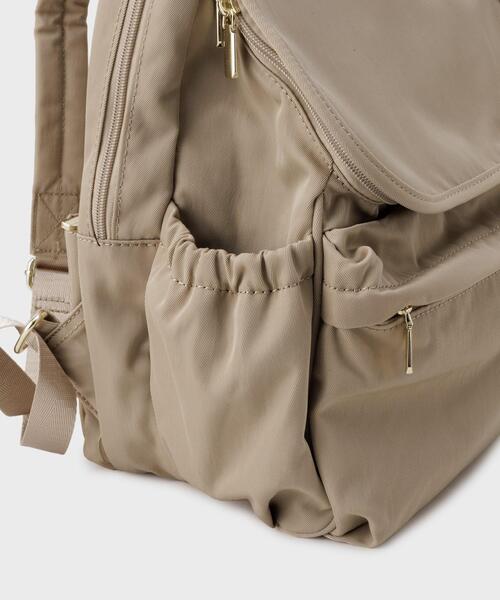 OPAQUE.CLIP（オペークドットクリップ）の「◆【撥水加工】マルチポケットリュック（バックパック/リュック・レディース・ベージュ/ブラック・00）」の3枚目の写真