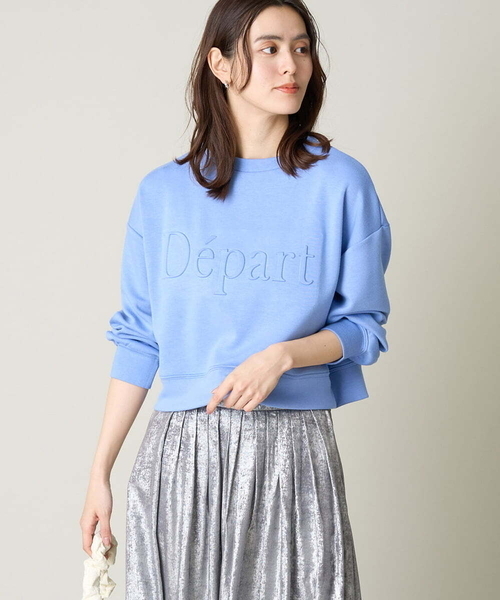 a.v.v(アーヴェヴェ)の「【UVカット】エンボスロゴクロップドトップス(Tシャツ/カットソー・レディース・アイボリー/ミント/ダークインディゴブルー/ネイビー・40/38/36)」の4枚目の写真