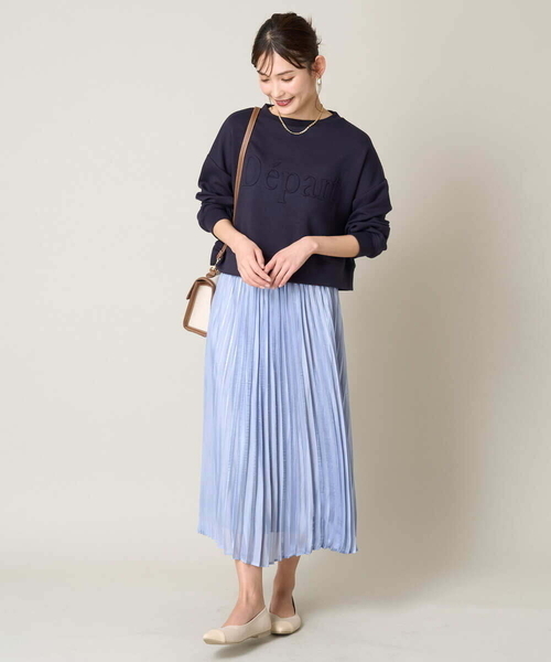 a.v.v(アーヴェヴェ)の「【UVカット】エンボスロゴクロップドトップス(Tシャツ/カットソー・レディース・アイボリー/ミント/ダークインディゴブルー/ネイビー・40/38/36)」の7枚目の写真
