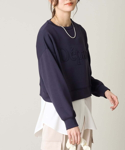 a.v.v(アーヴェヴェ)の「【UVカット】エンボスロゴクロップドトップス(Tシャツ/カットソー・レディース・アイボリー/ミント/ダークインディゴブルー/ネイビー・40/38/36)」の8枚目の写真