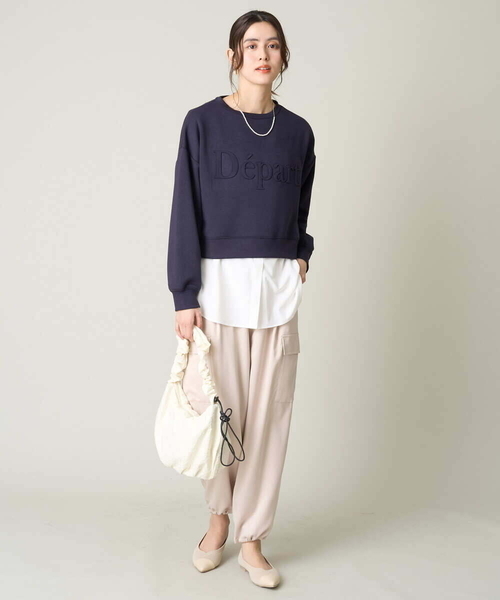 a.v.v(アーヴェヴェ)の「【UVカット】エンボスロゴクロップドトップス(Tシャツ/カットソー・レディース・アイボリー/ミント/ダークインディゴブルー/ネイビー・40/38/36)」の10枚目の写真
