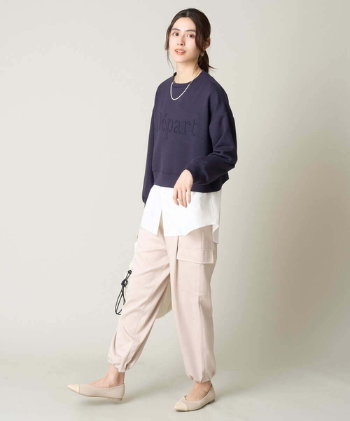 a.v.v(アーヴェヴェ)の「【UVカット】エンボスロゴクロップドトップス(Tシャツ/カットソー・レディース・アイボリー/ミント/ダークインディゴブルー/ネイビー・40/38/36)」の11枚目の写真