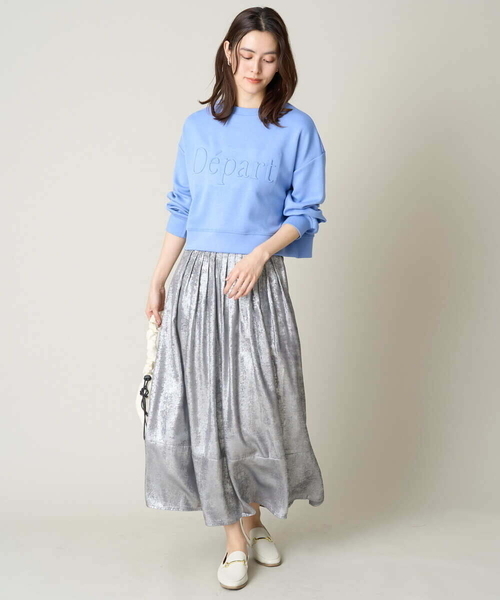 a.v.v(アーヴェヴェ)の「【UVカット】エンボスロゴクロップドトップス(Tシャツ/カットソー・レディース・アイボリー/ミント/ダークインディゴブルー/ネイビー・40/38/36)」の14枚目の写真