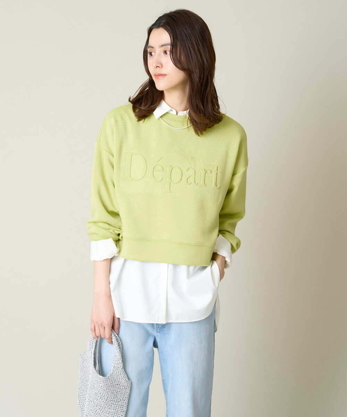 a.v.v(アーヴェヴェ)の「【UVカット】エンボスロゴクロップドトップス(Tシャツ/カットソー・レディース・アイボリー/ミント/ダークインディゴブルー/ネイビー・40/38/36)」の17枚目の写真