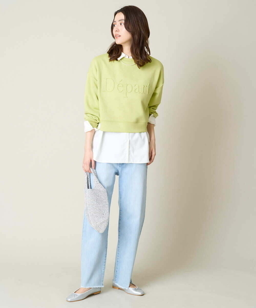 a.v.v(アーヴェヴェ)の「【UVカット】エンボスロゴクロップドトップス(Tシャツ/カットソー・レディース・アイボリー/ミント/ダークインディゴブルー/ネイビー・40/38/36)」の18枚目の写真
