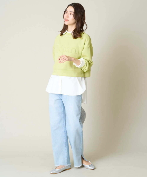 a.v.v(アーヴェヴェ)の「【UVカット】エンボスロゴクロップドトップス(Tシャツ/カットソー・レディース・アイボリー/ミント/ダークインディゴブルー/ネイビー・40/38/36)」の19枚目の写真