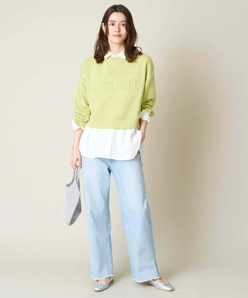 a.v.v(アーヴェヴェ)の「【UVカット】エンボスロゴクロップドトップス(Tシャツ/カットソー・レディース・アイボリー/ミント/ダークインディゴブルー/ネイビー・40/38/36)」の21枚目の写真
