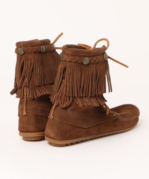 Minnetonka(ミネトンカ)の「【W】【it】【IW3】【ミネトンカ MINNETONKA】 ダブルフリンジ トランパー ブーツ(ブーツ・レディース・ブラウン系その他/ブラウン・US6/US5)」の3枚目の写真