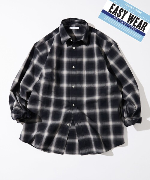 FREAK'S STORE（フリークスストア）の「FREAK’S STORE/フリークスストア ロングスリーブ レギュラーカラー オンブレチェックシャツ/イージーウェア/リラックスフィット（シャツ/ブラウス・メンズ・ブラック/ブルー/チャコール・LARGE/MEDIUM）」の2枚目の写真