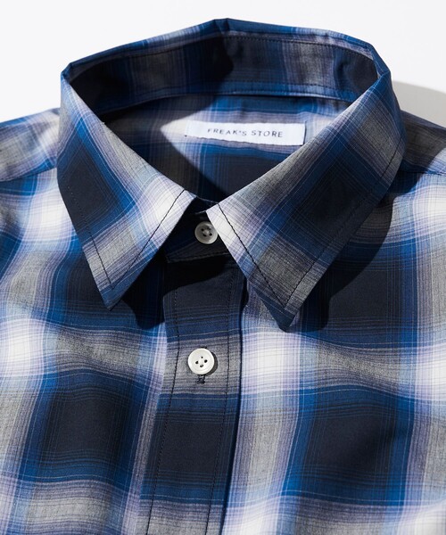 FREAK'S STORE（フリークスストア）の「FREAK’S STORE/フリークスストア ロングスリーブ レギュラーカラー オンブレチェックシャツ/イージーウェア/リラックスフィット（シャツ/ブラウス・メンズ・ブラック/ブルー/チャコール・LARGE/MEDIUM）」の4枚目の写真