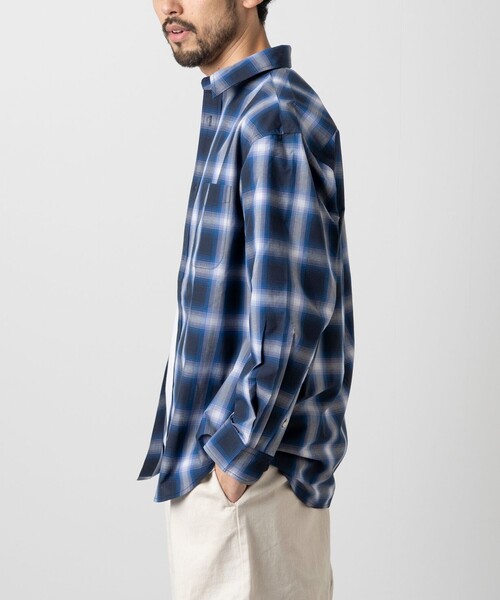 FREAK'S STORE（フリークスストア）の「FREAK’S STORE/フリークスストア ロングスリーブ レギュラーカラー オンブレチェックシャツ/イージーウェア/リラックスフィット（シャツ/ブラウス・メンズ・ブラック/ブルー/チャコール・LARGE/MEDIUM）」の12枚目の写真