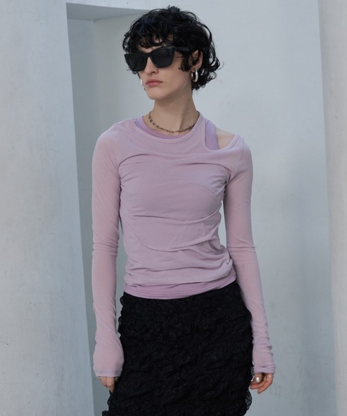 トップス josemoon CURVE LINE SHEER CUTSEW CURVE LINE SHEER CUTSEW(F WHITE): TOPSjosemoon