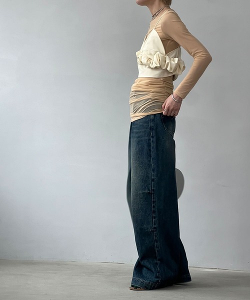 chuclla（チュクラ）の「シャーリングデザイン キャミビスチェ chw24s061（ベスト・レディース・アイボリー/ブラック・FREE）」の13枚目の写真