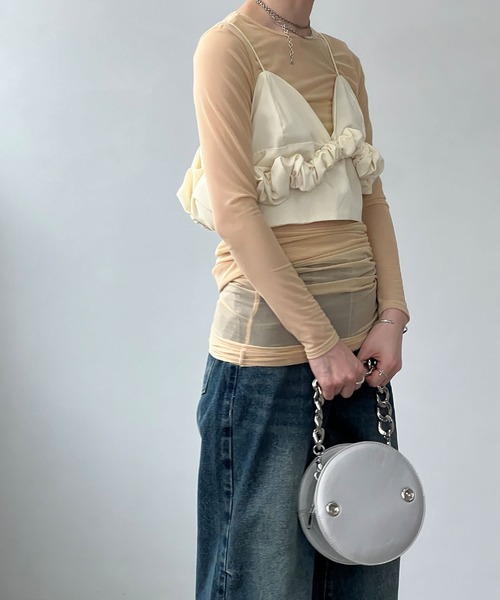 chuclla（チュクラ）の「シャーリングデザイン キャミビスチェ chw24s061（ベスト・レディース・アイボリー/ブラック・FREE）」の14枚目の写真