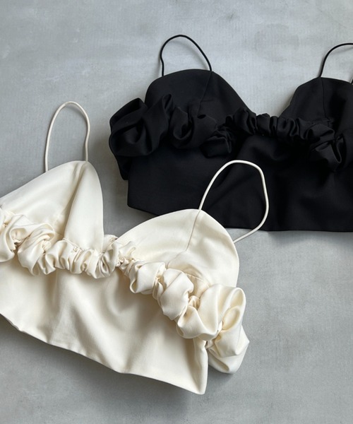 chuclla（チュクラ）の「シャーリングデザイン キャミビスチェ chw24s061（ベスト・レディース・アイボリー/ブラック・FREE）」の15枚目の写真