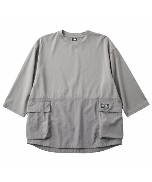 LOGOS(ロゴス)の「【CAMP LOGOS/キャンプロゴス】コットン×ナイロン 7分袖 コンビネーションTシャツ(Tシャツ/カットソー・メンズ・ブラック/チャコールグレー/オフホワイト・L/M/XL)」の3枚目の写真