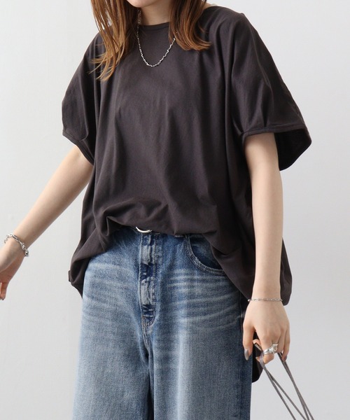 atONE（アットワン）の「atONE ランダムシルエットノースリーブカットソー（Tシャツ/カットソー・レディース・オフホワイト/カーキ/ブラック/ベージュ/チャコールグレー・LL～3L/4L～5L/M-L）」の15枚目の写真