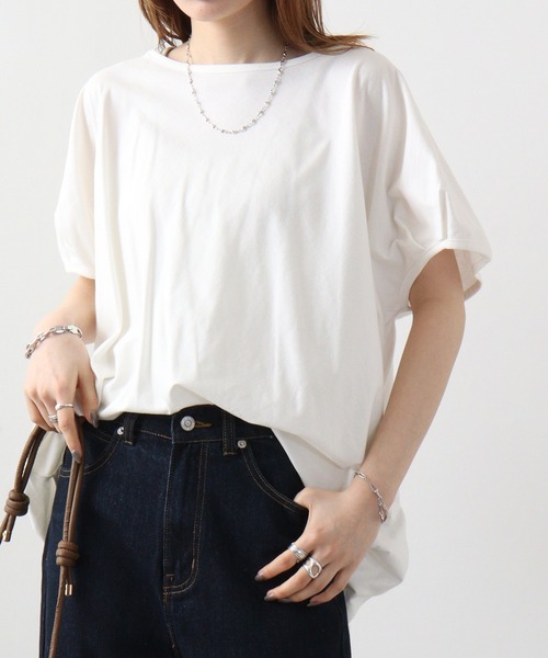 atONE（アットワン）の「atONE ランダムシルエットノースリーブカットソー（Tシャツ/カットソー・レディース・オフホワイト/カーキ/ブラック/ベージュ/チャコールグレー・LL～3L/4L～5L/M-L）」の7枚目の写真