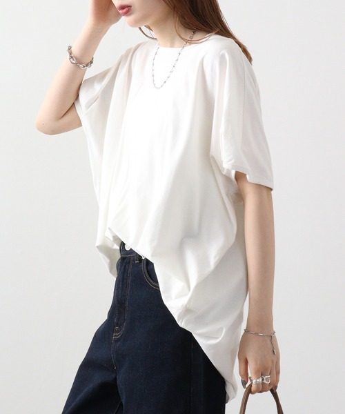 atONE（アットワン）の「atONE ランダムシルエットノースリーブカットソー（Tシャツ/カットソー・レディース・オフホワイト/カーキ/ブラック/ベージュ/チャコールグレー・LL～3L/4L～5L/M-L）」の8枚目の写真