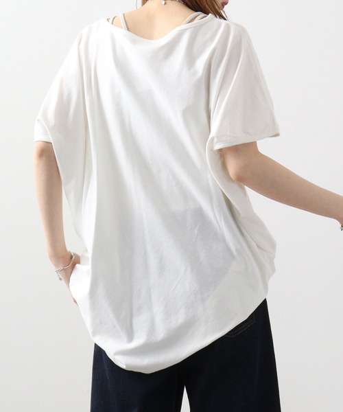 atONE（アットワン）の「atONE ランダムシルエットノースリーブカットソー（Tシャツ/カットソー・レディース・オフホワイト/カーキ/ブラック/ベージュ/チャコールグレー・LL～3L/4L～5L/M-L）」の9枚目の写真