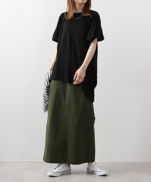 atONE（アットワン）の「atONE ランダムシルエットノースリーブカットソー（Tシャツ/カットソー・レディース・オフホワイト/カーキ/ブラック/ベージュ/チャコールグレー・LL～3L/4L～5L/M-L）」の14枚目の写真