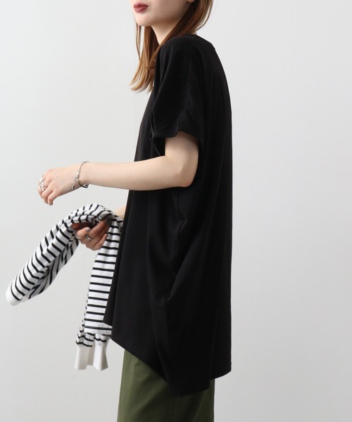 atONE（アットワン）の「atONE ランダムシルエットノースリーブカットソー（Tシャツ/カットソー・レディース・オフホワイト/カーキ/ブラック/ベージュ/チャコールグレー・LL～3L/4L～5L/M-L）」の12枚目の写真