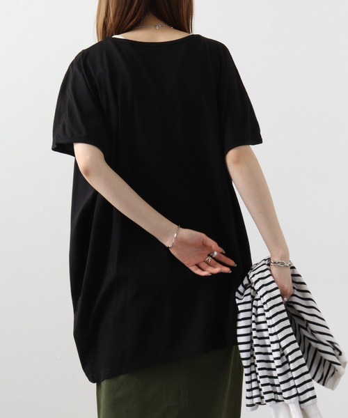 atONE（アットワン）の「atONE ランダムシルエットノースリーブカットソー（Tシャツ/カットソー・レディース・オフホワイト/カーキ/ブラック/ベージュ/チャコールグレー・LL～3L/4L～5L/M-L）」の13枚目の写真