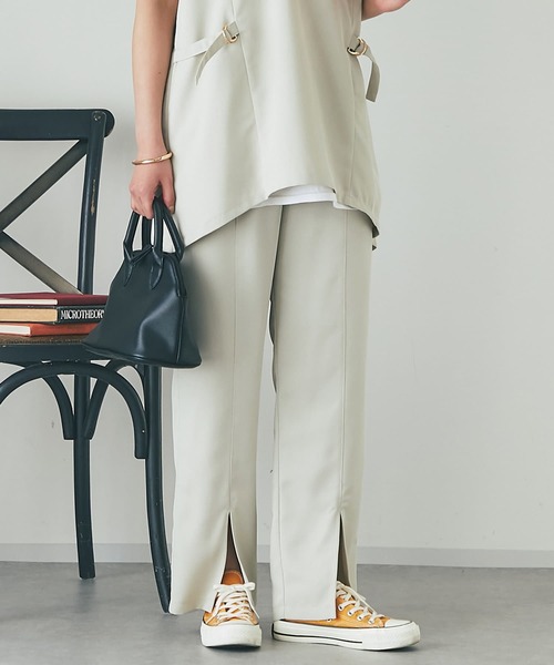 un dix cors（アンディコール）の「ツイードスリットパンツ（スラックス・レディース・ベージュ/オレンジ/ブラック・FREE）」の3枚目の写真