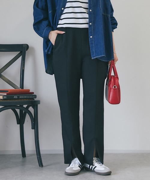 un dix cors（アンディコール）の「ツイードスリットパンツ（スラックス・レディース・ベージュ/オレンジ/ブラック・FREE）」の2枚目の写真