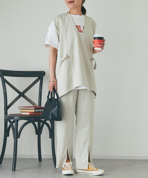 un dix cors（アンディコール）の「ツイードスリットパンツ（スラックス・レディース・ベージュ/オレンジ/ブラック・FREE）」の17枚目の写真