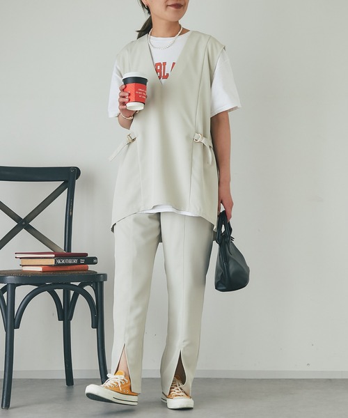 un dix cors（アンディコール）の「ツイードスリットパンツ（スラックス・レディース・ベージュ/オレンジ/ブラック・FREE）」の14枚目の写真