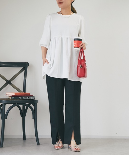 un dix cors（アンディコール）の「ツイードスリットパンツ（スラックス・レディース・ベージュ/オレンジ/ブラック・FREE）」の5枚目の写真