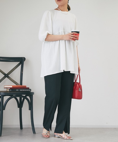 un dix cors（アンディコール）の「ツイードスリットパンツ（スラックス・レディース・ベージュ/オレンジ/ブラック・FREE）」の6枚目の写真